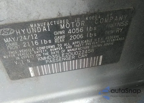 2013 Hyundai Elantra Gt z USA, uszkodzony, nr VIN KMHD35LE2DU022458